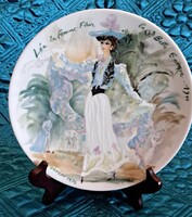 Dámás, hölgyes  porcelán dísztányér, régi limoges-i francia divat tányér 3 (M5651)