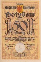 50 Pfennig 1921 Sorszámos  Száraz bélyegzővel Németország