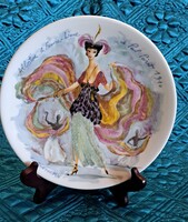 Dámás, hölgyes  porcelán dísztányér, régi limoges-i francia divat tányér 2 (M5650)