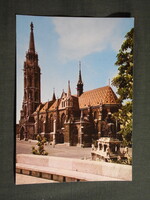 Képeslap,Budapest,Mátyás templom,Szent Itván szobor,városi látkép,részlet, 1984-