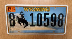 USA amerikai rendszám rendszámtábla 8 10598 Wyoming