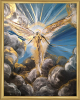 Védelem szárnyai c. Spirituális festmény - képkerettel -