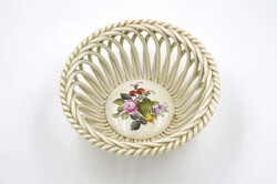 Herendi porcelán fonott mintás kosárka, jelzése 7371/BFR. 34-B