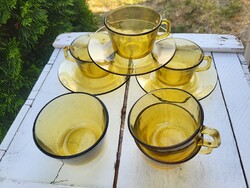 Vintage, Pyrex France borostyánszínű teáscsésze szett készletpótlásra