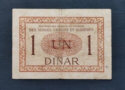 Szerb-Horvát-Szlovén Királyság 1 Dínár 1919, VG+.