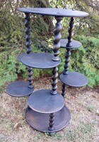 Retro ,vintage fekete-arany antikolt posztamens,virágtartó,állvány, shabby chic