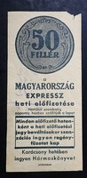 Számolócédula, reklám a "Magyarország Express "napilap előfizetéshez