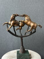 Kortárs Bronz Szobor Lovak 330 mm. magas !
