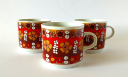 3 DB RITKA MINTÁS,RETRO ALFÖLDI HÁZGYÁRI PORCELÁN BÖGRE,CSÉSZE