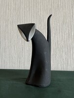Royal dux matt fekete macska porcelán figura (P0034)