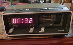 Retro Philips 90AS160/00 rádiós óra VFD működik szocreál híradástechnika