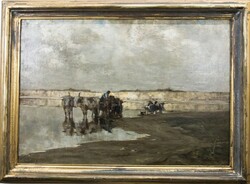 Edvi Illés Aladár - Életkép, olaj vászon, 68x98cm - 51661