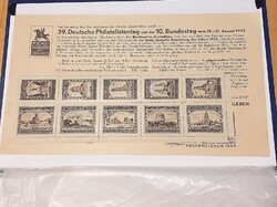 BRIEFMARKENAUSSTELLUNG 1933 ASCHERSLEBEN bélyegív, sorszámozott emléklappal, Ritkaság