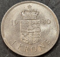 Dánia 1 korona, 1980.