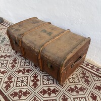 Vintage fa utazóláda hajóláda koffer réz veretekkel