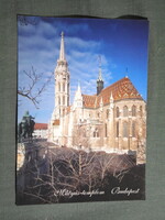 Képeslap,Budapest,Mátyás templom,Szent Itván szobor,városi látkép,részlet, 2000-