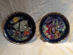 Rosenthal festett porcelán tányér pár a Sindbad sorozatból Björn Wiinblad