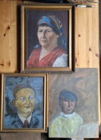 3 DB OLAJ PORTRÉ 15 EZERÉRT! női portré olaj-vászon + festő portré + öltönyös férfi - képcsomag
