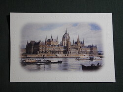 Képeslap,Budapest,Országház,Parlament,gőzhajó látkép,részlet, 1980-