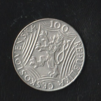 100 cseh korona Sztálin halálára kiadott érme