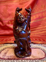 Régi kézzel faragott bőség Buddha