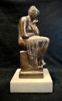 Gyönyörű art deco stílusú bronzszobor , márvány talapzaton ! Pálfy Gusztáv ???