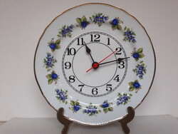 Hollóházi porcelán I. osztályú Szeder mintás tányér falióra