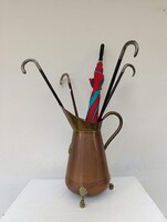 Antique Umbrella Stand, Copper and Brass, with Dried Flower Holder, with Handle 904 3007