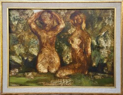 Erik Scholz (1926 - 1995) Two, a Képcsarnok painting with Original Guarantee!