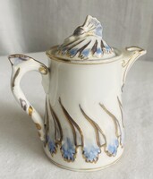 Eladó antik porcelán tejes kiöntő – kézzel festett, aranyozott, különleges darab!
