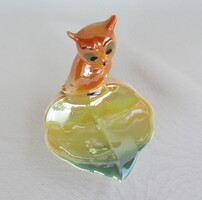 Bagoly figurális porcelán gyűrűtartó tálka