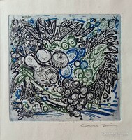 Kass János (1927 - 2010) : Színezett rézkarc