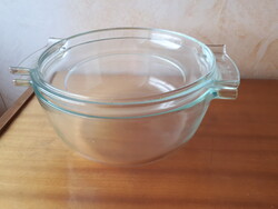 Nagy Pyrex tál tetővel 23cm átmérő 10 cm magas. Kenyérsütéshez