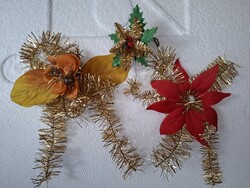Régi karácsonyi dísz retro lamettás csomagdíszítő 3 db