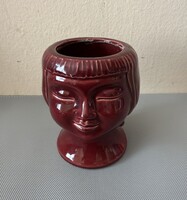 Vintage női arckép kerámia kis kaspó/váza