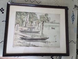 Csáki-Maronyák József  Tiszapart rézkarc