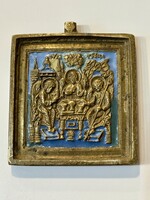1800- Évek Bronz Ikon tűzzománc