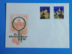 FDC 1982. Bélyegnap (55.) - a bélyegsor képei: Országház és a Halászbástya  /500,-/