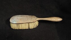 Vintage Metal Handle Hairbrush with Engraved Monogram – Art Nouveau Style