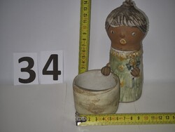 Kiss roóz ilona ceramic figurine, ceramic statue, - old unmarked - / 34