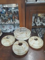 Régi Art Deco Márványos Üveg Csillár Búra 4 Darabos Garnitúra.