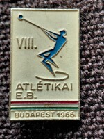 VIII. Atlétikai  EB . BUDAPEST  1966 . Jelvény  , kitüző .