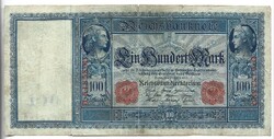 100 márka 1910 fehér papíron piros sorszám Németország 1.