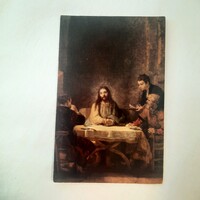 Rembrandt: Krisztus Emmausban retro  imakártya