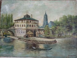 Osztrák ,arhitectura festő , Karl Kaufmann : Városrészlet ?