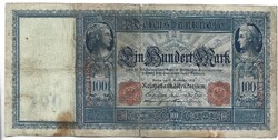 100 márka 1910 kékesszürke papíron piros sorszám Németország 1.