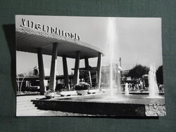 Képeslap,Budapest,Országos mezőgazdasági kiállítás,vízgazdálkodás pavilon,szökőkút,részlet, 1964-