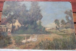 XIX.sz Magyar festő Mészöly Géza ? Magyar sors.tanyavilág