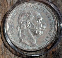 Ferenc József  1 korona 1915 Magyar tìpus  . Ag ezüst  .  Selyem fényü , Kapszulában  .