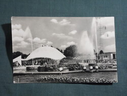 Képeslap,Budapest,BMV ipari vásár,pavilonok,park,szökőkút látkép,részlet, 1961-